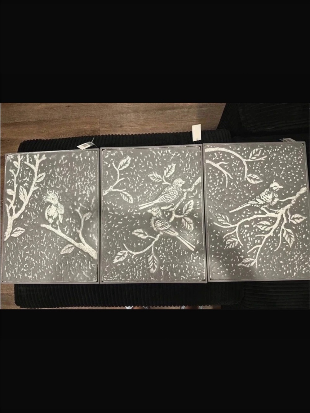Amazon Embossed Bird Wall Art - Gray & White